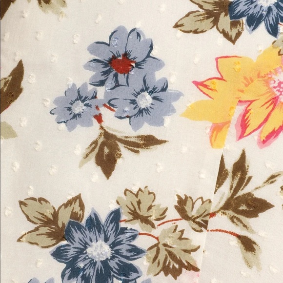 NWT Bouquet of Blooms Ivory Floral Print Clipped Dot Mini Dress - Picture 5 of 11